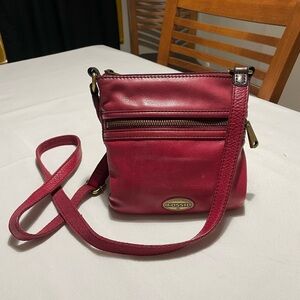 Fossil Red Leather Crossbody
